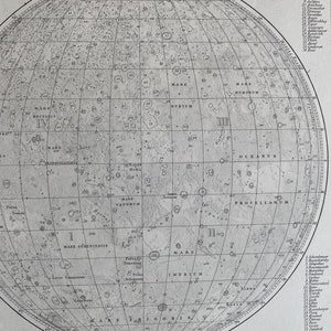 1853 Selenographische Karte der gesamten sichtbaren Hemisphäre des Mondes antiker Originaldruck - Astronomie