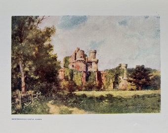 1911 Hurstmonceaux Castle, Sussex Original Antique Print - British Castles - England - Mounted and Matted - Available Framed