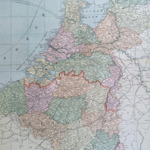 1901 NIEDERLANDE, BELGIEN & LUXEMBURG Große Original antike Landkarte, 57,5 x 37,5 cm, Wohnkultur, Kartographie, Geographie, Vintage Dekor