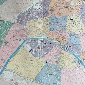 1898 Mapa antiguo original de París - Francia - Decoración parisina - Plano de la ciudad