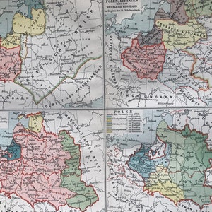 1897 Die Geschichte von Polen und West-Russland Originale antike Karte - gerahmt verfügbar - Kartographie - Vintage Karte