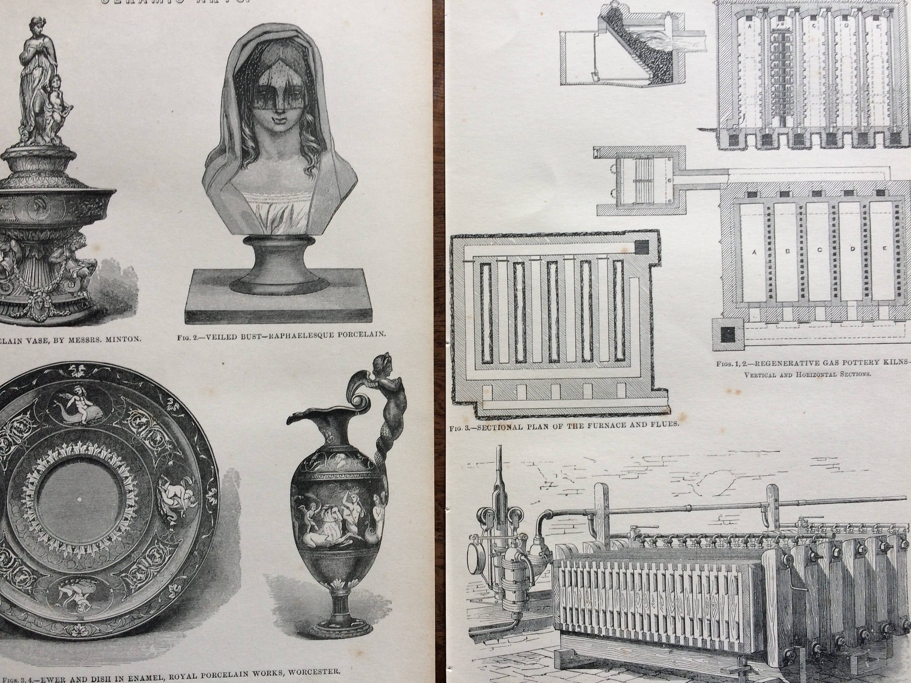 1880 Ceramic Arts Original Antique Steel Engraving Print Set -  Encyclopaedia Illustration - Pottery - Ceramic - Fine Art - Wall Decor