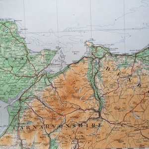 1922 Nord du Pays de Galles, Carnavonshire, Anglesey, Denbighshire - Carte panoramique ancienne originale - Ordnance Survey