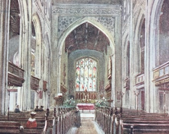 1907 University Church of Great St. Mary,  Original Antique Print  -  Cambridge University Print - Mounted and Matted - Available Framed