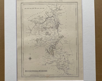 1845 Buckinghamshire Original Antique Engraved Map - UK County Map - Available Framed - England