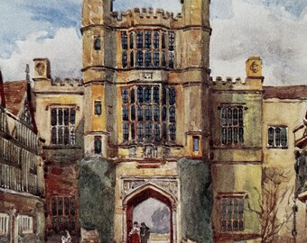1922 Warwickshire - Coughton Court Original Antique Print - England - Mounted and Matted - Available Framed