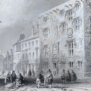 1840 Street in Galway Original Antique Engraving - Ireland - Mounted and Matted - Available Framed