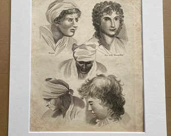 1806 Drawing (Facial Expressions) Original Antique Engraving - Gift for Artist - Encyclopaedia - Mounted and Matted - Available Framed