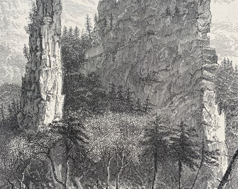 1895 Karrs Pinnacles, near Petersburg, West Virginia Original Antique Engraving - Mounted and Matted - Available Framed