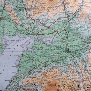 1922 Durham, Northumberland, Cumberland Carte panoramique ancienne originale - Ordnance Survey