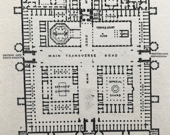 1925 Plan of the Palace of Diocletian at Spalato Original Antique Print - Dalmatia - Croatia - Mounted and Matted - Available Framed