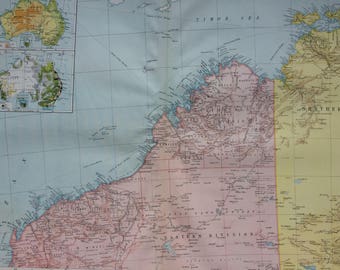 1920 Australia (Northwest) Extra Large Original Antique Map with inset maps of Australia's Economics and Vegetation - Cartography