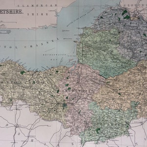 1868 Somersetshire grote originele antieke kaart met spoorwegen, wegen en parlementaire afdelingen - UK County - muurkaart