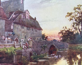 1907 Madingly Windmill Cambridge Original Antique Print  - Mounted and Matted - Available Framed