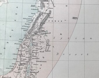 1871 The Dominions of David & Solomon Original Antique Map - Mounted and Matted - Palestine - Holy Land - Israel - Available Framed
