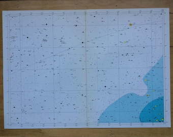 1962 Large Original Vintage Star Map - astrology, astronomy, stars, zodiac, constellations, star-gazing, planets, Celestial Art