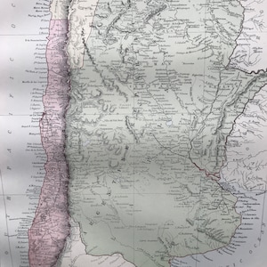 1876 Chilli, La Plata oder Argentinische Republik und Bolivien Große Original Antike A & C Landkarte – Argentinien – Chile – Südamerika
