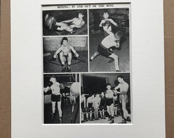 1940s Boxing - In and Out of the Ring Original Vintage Print - Sports - Boxing Ring - Boxer - Mounted and Matted - Available Framed
