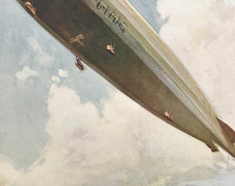 1927 Launching an Aeroplane from an Airship Original Vintage Print - Aircraft - Airplane - Mounted and Matted - Available Framed