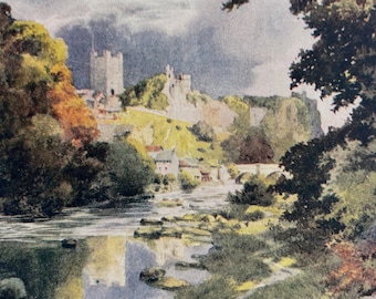 1911 Richmond Castle, Yorkshire Original Antique Print - British Castles - England - Mounted and Matted - Available Framed