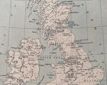 1910 British Isles Industries Original Antique Map - Great Britain - British History - Mounted and Matted - Available Framed