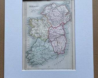 1840 Ireland Original Antique Map - Mounted and Matted - Available Framed