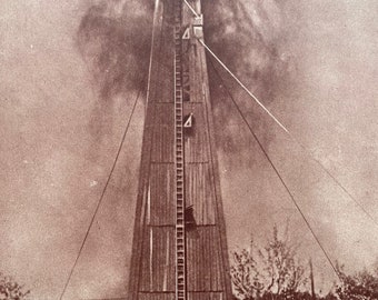 1930s Petroleum Bore in Romania Original Vintage Print - Drilling - Oil Rig - Mounted and Matted - Available Framed