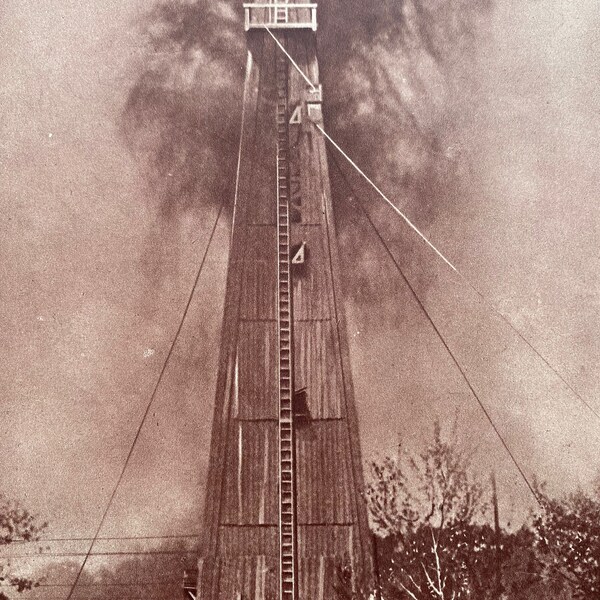 1930s Petroleum Bore in Romania Original Vintage Print - Drilling - Oil Rig - Mounted and Matted - Available Framed