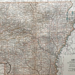 1903 Arkansas Original große antike Landkarte - USA - Wandkarte - Wohnkultur - Kartographie - 31 x 40 cm Detailkarte - Geographie