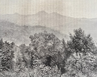 1880 Formosa - View of Mount Morrison Original Antique Print - Taiwan - Mounted and Matted - Available Framed