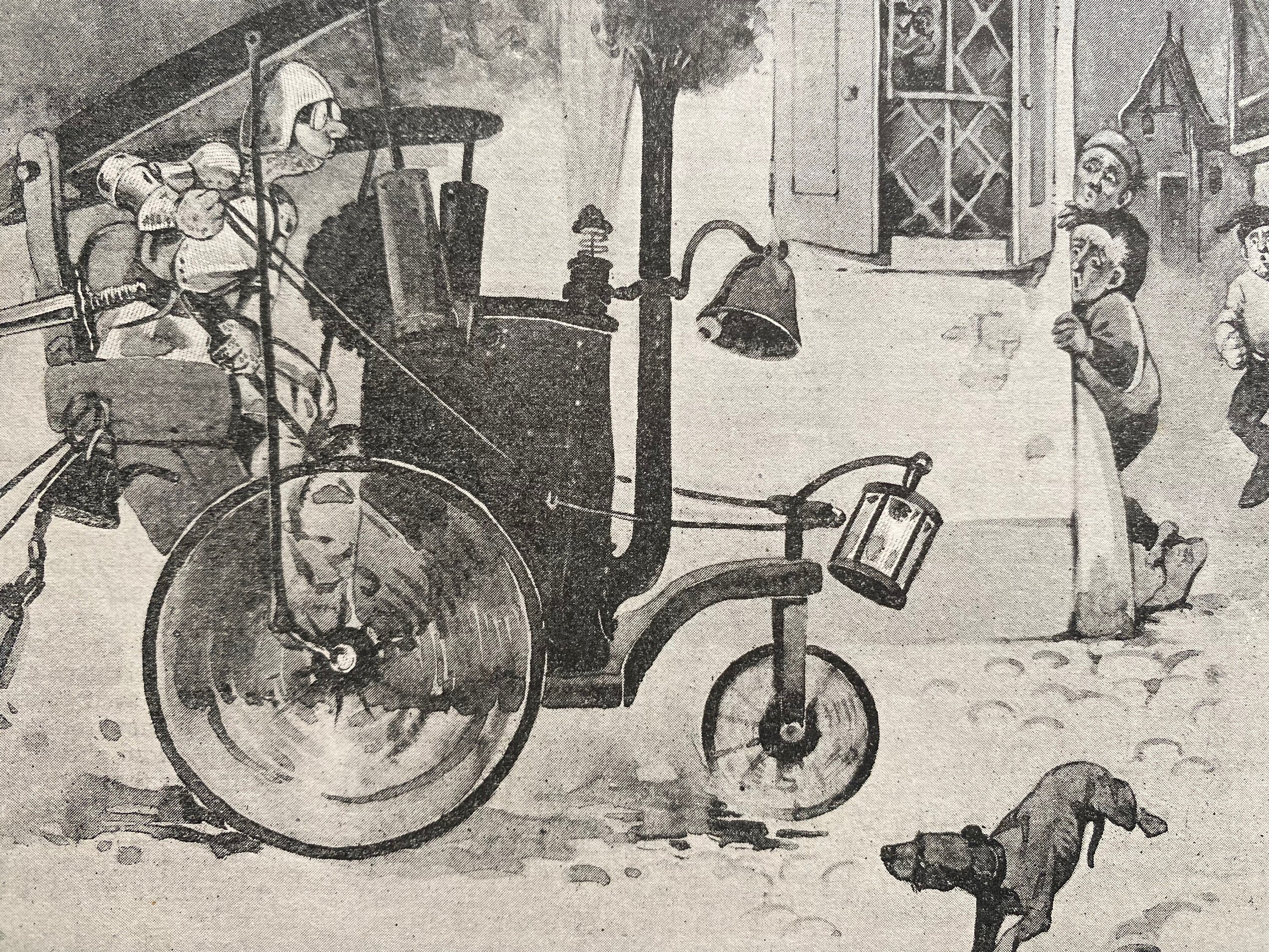 1903 The Evolution of the Motor Car The Medieval Voiturette Original Antique Print