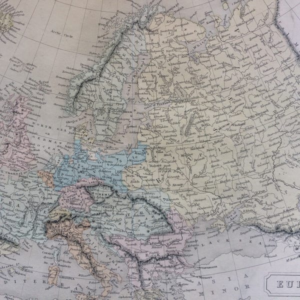 1870 Map of Europe - Etsy