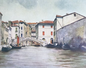 1904 Under the Midday Sun Original Antique Print - Venice - Italy - Mounted and Matted - Available Framed