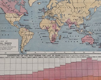 1906 Navies of the World - Relative Values and Comparisons Original Antique Print - Statistics - Mounted and Matted - Available Framed