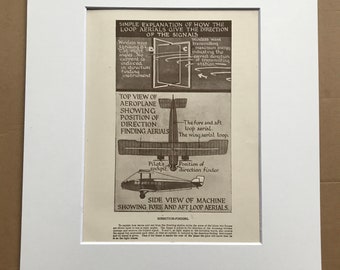 1927 Direction-finding - Aerial Navigation Original Vintage Print - Aircraft - Airplane - Mounted and Matted - Available Framed