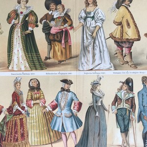 1896 Historical Costumes (17th-19th Centuries) Original Antique Print - Available Framed - Fashion - Uniform