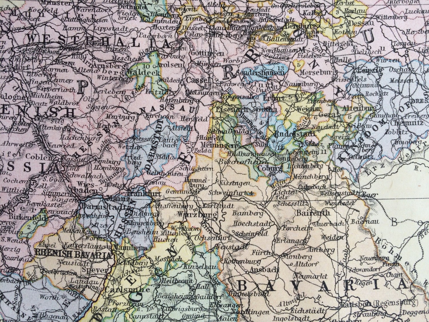 1890 EMPIRE OF GERMANY Original Antique Map on Mercators Projection, 11