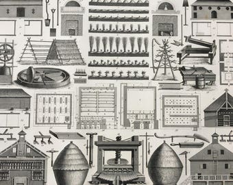 1849 Agriculture Large Original Antique Print - Mounted and Matted - Available Framed - Victorian Technology - Farm - Farmer