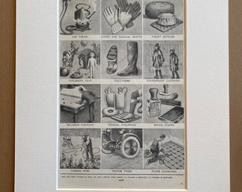 1930s A Few of the Manifold Uses of Rubber Original Vintage Print - Mounted and Matted - Available Framed