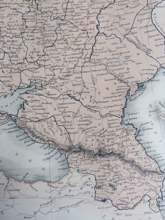 1859 RUSSIA in EUROPE Extra Large Rare Original Antique A & C
