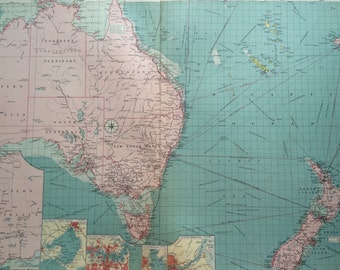 1920 Australia & New Zealand ports mercantile marine map - extra large original vintage map