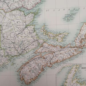 Grande carte noire originale du Nouveau-Brunswick, de la Nouvelle-Écosse et de l'est du Québec de 1898 - Déco murale Canada - Victorienne - Idée cadeau de mariage