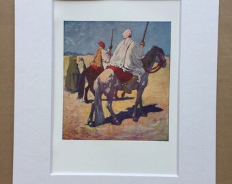 1904 On the Road to Argan Forest - Morocco Original Antique Print - Moroccan Landscape - Morocco - Mounted and Matted - Available Framed