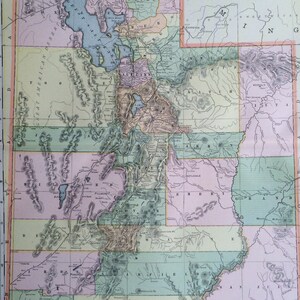 1901 ユタ州 大型オリジナルアンティークマップ、22.5 x 14.5 インチ、ホームデコレーション、地図作成、地理、ヴィンテージデコレーション、米国州地図