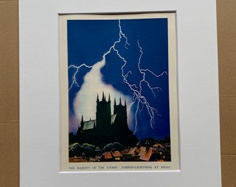 1932 The Majesty of the Storm Original Vintage Print - Electricity - Physics - Science - Mounted and Matted - Available Framed