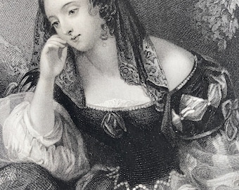 1836 Donna Julia Original Antique Print - Engraving - Portrait - Mounted and Matted - Available Framed