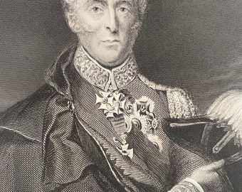 1874 Field Marshall the Duke of Wellington Original Antique Print - Portrait - Mounted and Matted - Available Framed
