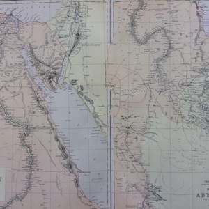 1882 Egypte, Nubië en Abessinië (Nijlvallei) grote originele antieke kaart, 15 x 22 inch, woondecoratie, cartografie, Egypte, Ethiopië, Soedan