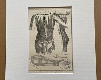 1880 Tatooing of the Natives of Ponape, Caroline Islands Original Antique Print - Mounted and Matted - Available Framed