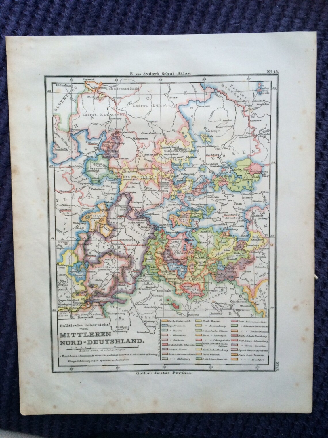 1861 Germany midnorth Original Antique Handcoloured Etsy UK